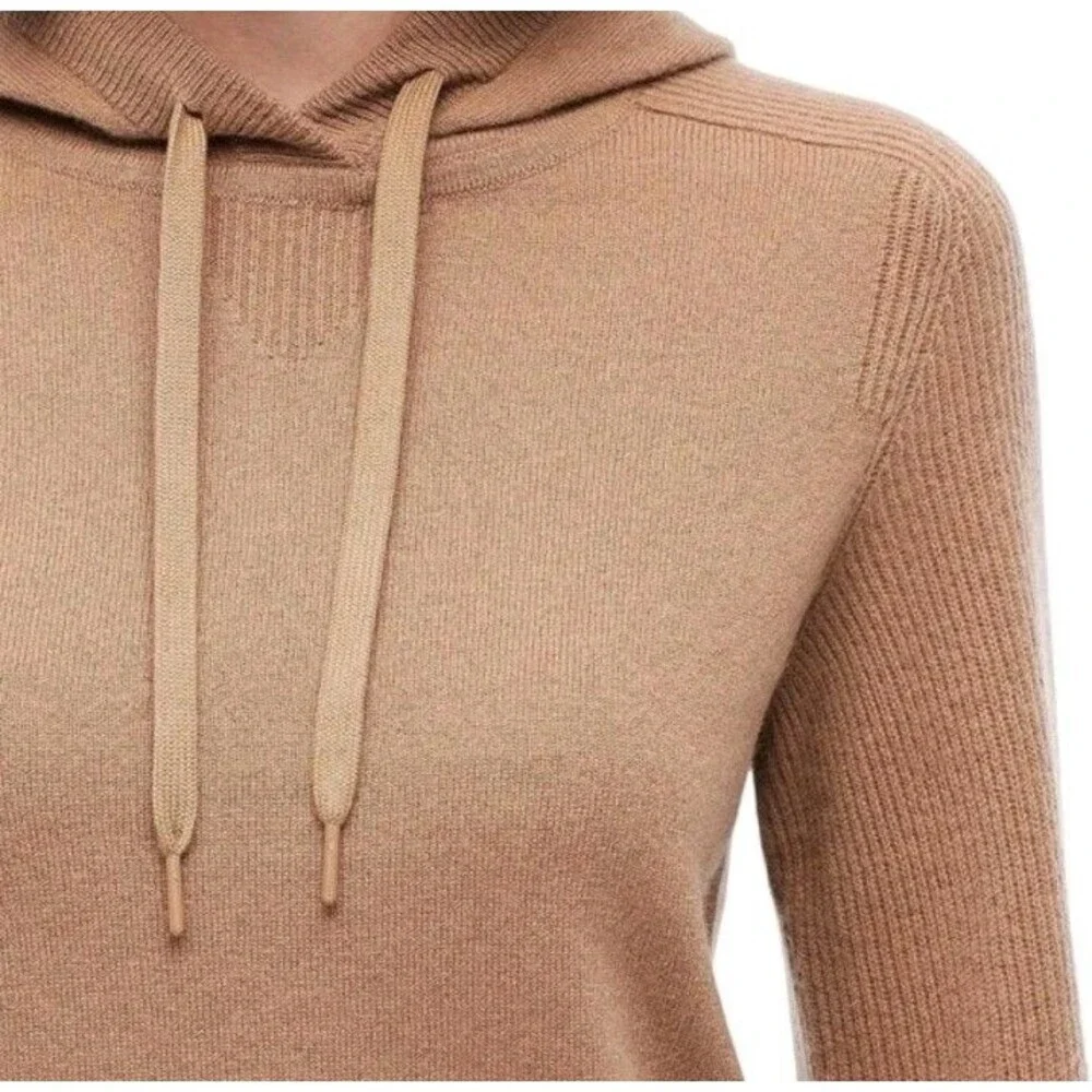 Rag & Bone Women’s 100% Cashmere Hooded Logan Sweater Size XXS Tan Knit Hoodie